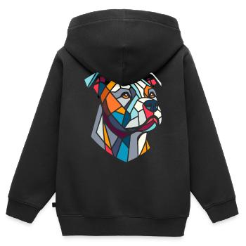 Staffordshire geometric bull terrier, staffy - Kids Premium Organic Zip-up Hoodie - black - Back - AI Model Kid Male (0cm)