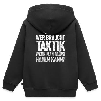 Wer braucht Taktik? Bouler und Boulespieler - Kinder Premium Organic Zip Hoodie - Schwarz - Hinten - AI Model Kid Male (0cm)