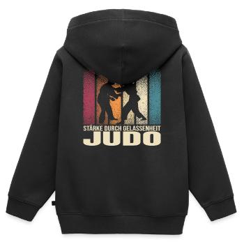 Stärke durch Gelassenheit - Judo - Kinder Premium Organic Zip Hoodie - Schwarz - Hinten - AI Model Kid Male (0cm)
