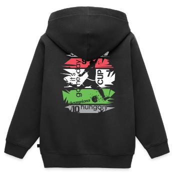 Fußball Ungarn Turnier Collage Torschuss Symbol - Kinder Premium Organic Zip Hoodie - Schwarz - Hinten - AI Model Kid Male (0cm)