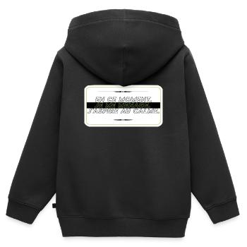 Je me ménage - Sweat Premium à capuche zippé enfant bio - noir - Dos - AI Model Kid Male (0cm)