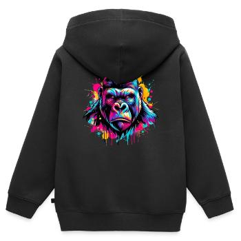 Gorilla - Kinder Premium Organic Zip Hoodie - Schwarz - Hinten - AI Model Kid Male (0cm)
