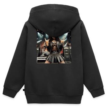 Metalhead vor der Bühne - Kinder Premium Organic Zip Hoodie - Schwarz - Hinten - AI Model Kid Male (0cm)