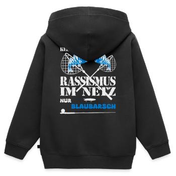 Pas de racisme sur Internet - Sweat Premium à capuche zippé enfant bio - noir - Dos - AI Model Kid Male (0cm)