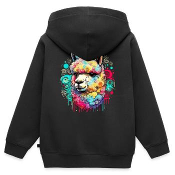 Alpaka - Kinder Premium Organic Zip Hoodie - Schwarz - Hinten - AI Model Kid Male (0cm)
