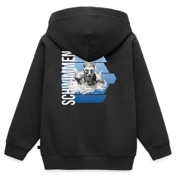 Schwimmen - Kinder Premium Organic Zip Hoodie - Schwarz - Hinten - AI Model Kid Male (0cm)