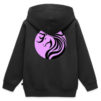 Licorne bénédiction lavande - Sweat Premium à capuche zippé enfant bio - noir - Dos - AI Model Kid Male (0cm)