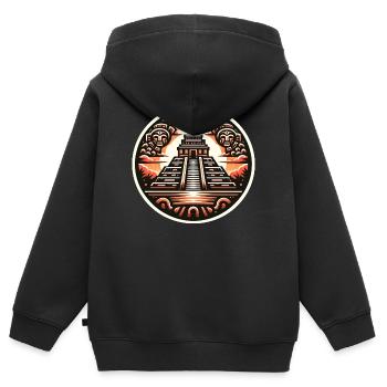 Maya Temple - Sweat Premium à capuche zippé enfant bio - noir - Dos - AI Model Kid Male (0cm)