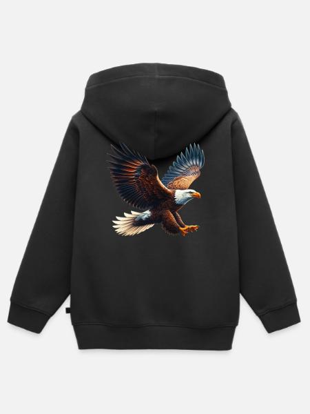 Adler - Kinder Premium Organic Zip Hoodie - Schwarz