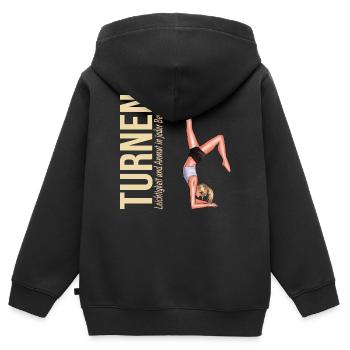 Turnen: Leichtigkeit und Anmut in jeder Bewegung - Kinder Premium Organic Zip Hoodie - Schwarz - Hinten - AI Model Kid Male (0cm)