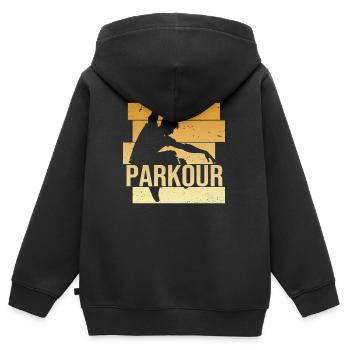 Parkour - Kinder Premium Organic Zip Hoodie - Schwarz - Hinten - AI Model Kid Male (0cm)