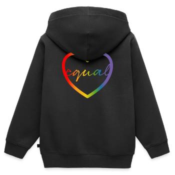 Chemise gay LGBT CSD égale - Sweat Premium à capuche zippé enfant bio - noir - Dos - AI Model Kid Male (0cm)