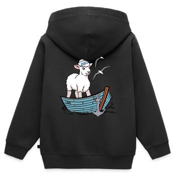 Moin maritim Schaf Boot Schafe Küste Boot - Kinder Premium Organic Zip Hoodie - Schwarz - Hinten - AI Model Kid Male (0cm)