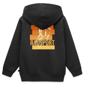 Radsport - Kinder Premium Organic Zip Hoodie - Schwarz - Hinten - AI Model Kid Male (0cm)