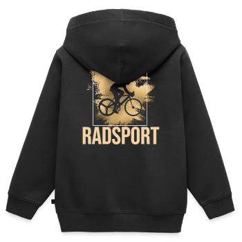 Radsport - Kinder Premium Organic Zip Hoodie - Schwarz - Hinten - AI Model Kid Male (0cm)