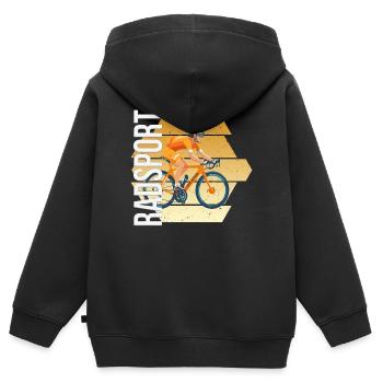 Radsport - Kinder Premium Organic Zip Hoodie - Schwarz - Hinten - AI Model Kid Male (0cm)