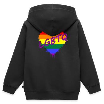 LGBTQ, CSD, Love is Love - Kinder Premium Organic Zip Hoodie - Schwarz - Hinten - AI Model Kid Male (0cm)