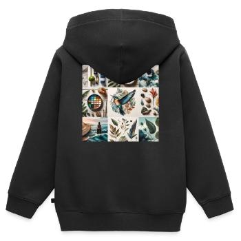 Natur in der Kunst - Kinder Premium Organic Zip Hoodie - Schwarz - Hinten - AI Model Kid Male (0cm)