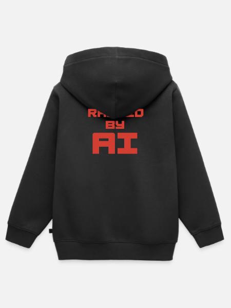 RAISED BY AI - Kinder Premium Organic Zip Hoodie - Schwarz