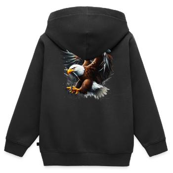 Adler - Kinder Premium Organic Zip Hoodie - Schwarz - Hinten - AI Model Kid Male (0cm)