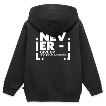 Never give up nothing is impossible - Kinder Premium Organic Zip Hoodie - Schwarz - Hinten - AI Model Kid Male (0cm)