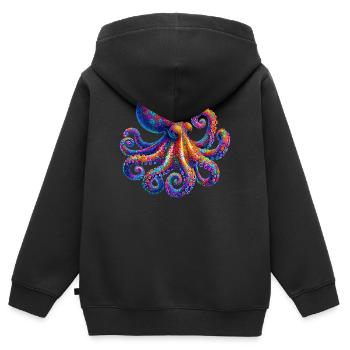 Krake - Kinder Premium Organic Zip Hoodie - Schwarz - Hinten - AI Model Kid Male (0cm)