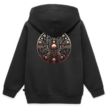Futuristisches Schaltkreis Mandala Logo - Kinder Premium Organic Zip Hoodie - Schwarz - Hinten - AI Model Kid Male (0cm)