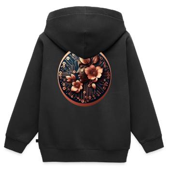 Bio Technologie KI Design Blumen - Kinder Premium Organic Zip Hoodie - Schwarz - Hinten - AI Model Kid Male (0cm)