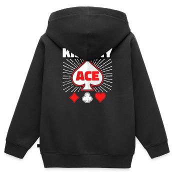 Déclaration de jeu de casino de jeu de cartes de poker - Sweat Premium à capuche zippé enfant bio - noir - Dos - AI Model Kid Male (0cm)