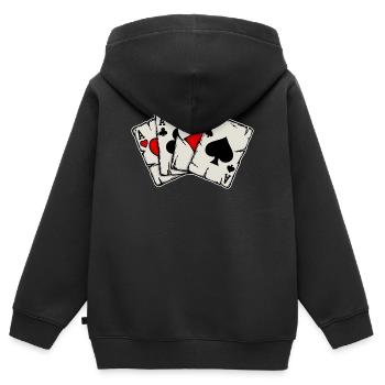Jeu de cartes de casino Jeux de hasard Joueurs professionnels - Sweat Premium à capuche zippé enfant bio - noir - Dos - AI Model Kid Male (0cm)