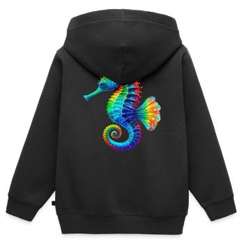 Hippocampe - Sweat Premium à capuche zippé enfant bio - noir - Dos - AI Model Kid Male (0cm)