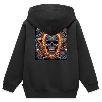 Totenkopf mit gekreuzten Gitarren - Kinder Premium Organic Zip Hoodie - Schwarz - Hinten - AI Model Kid Male (0cm)