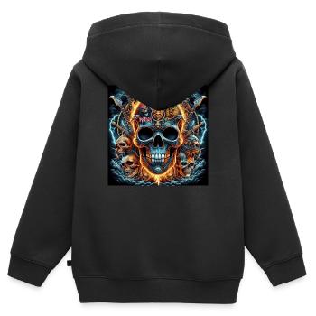 Heavy Metal Schädel - Kinder Premium Organic Zip Hoodie - Schwarz - Hinten - AI Model Kid Male (0cm)