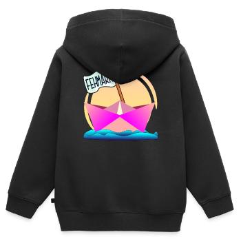 FEHMARN OSTSEEINSEL BOOTFAHREN - Kinder Premium Organic Zip Hoodie - Schwarz - Hinten - AI Model Kid Male (0cm)