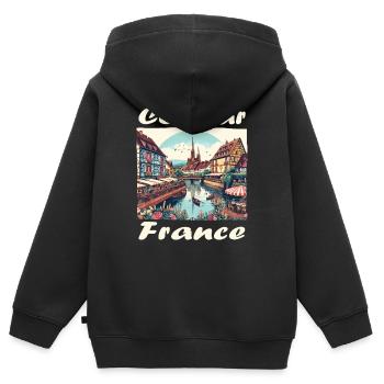 Colmar Altstadt Hafen im Kolonialstil - Kinder Premium Organic Zip Hoodie - Schwarz - Hinten - AI Model Kid Male (0cm)