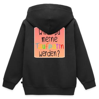 Willst Du meine Taufpatin werden - Taufe BABY - Kinder Premium Organic Zip Hoodie - Schwarz - Hinten - AI Model Kid Male (0cm)
