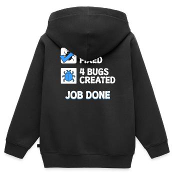 Correction de bugs Bugs de développeur Déclaration de code Informatique - Sweat Premium à capuche zippé enfant bio - noir - Dos - AI Model Kid Male (0cm)