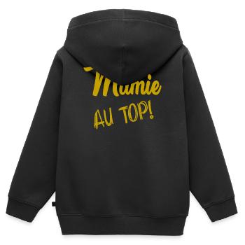 MAMIE - Sweat Premium à capuche zippé enfant bio - noir - Dos - AI Model Kid Male (0cm)