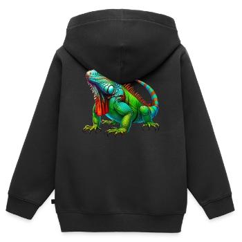 Leguan - Kinder Premium Organic Zip Hoodie - Schwarz - Hinten - AI Model Kid Male (0cm)