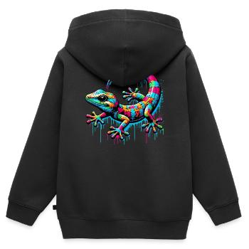 Gecko - Sweat Premium à capuche zippé enfant bio - noir - Dos - AI Model Kid Male (0cm)