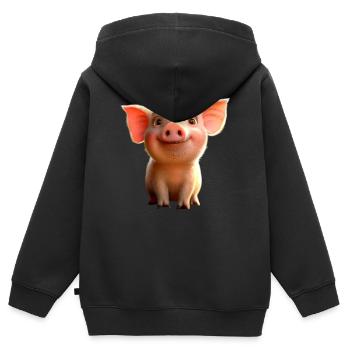 Cochon domestique Cochon Cochon Porcelet Cochon - Sweat Premium à capuche zippé enfant bio - noir - Dos - AI Model Kid Male (0cm)