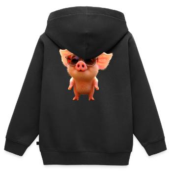 Cochon domestique Cochon Cochon Porcelet Cochon - Sweat Premium à capuche zippé enfant bio - noir - Dos - AI Model Kid Male (0cm)