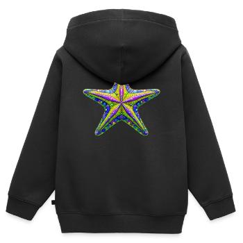 Seestern - Kinder Premium Organic Zip Hoodie - Schwarz - Hinten - AI Model Kid Male (0cm)