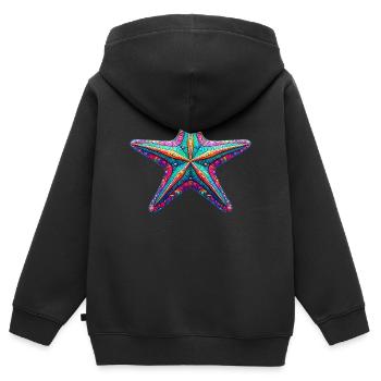 Étoile de mer - Sweat Premium à capuche zippé enfant bio - noir - Dos - AI Model Kid Male (0cm)