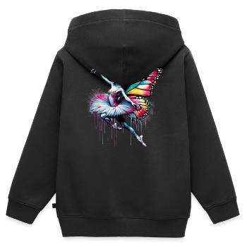 Ballerina mit Schmetterlingsflügeln Schmetterlinge Tutu - Kinder Premium Organic Zip Hoodie - Schwarz - Hinten - AI Model Kid Male (0cm)