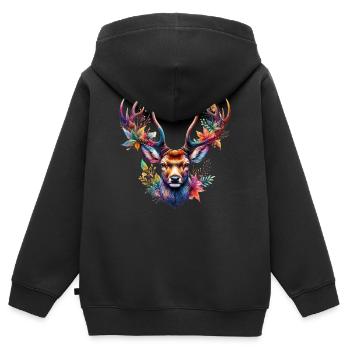 Cerf - Sweat Premium à capuche zippé enfant bio - noir - Dos - AI Model Kid Male (0cm)