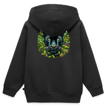 Panther - Kinder Premium Organic Zip Hoodie - Schwarz - Hinten - AI Model Kid Male (0cm)