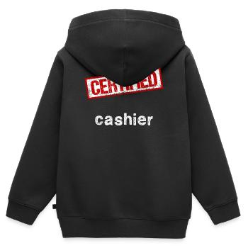 Kassierer - Kinder Premium Organic Zip Hoodie - Schwarz - Hinten - AI Model Kid Male (0cm)
