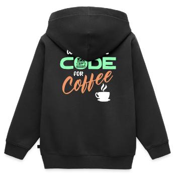Programmeur, Développeur, Instruction de code, Ordinateur - Sweat Premium à capuche zippé enfant bio - noir - Dos - AI Model Kid Male (0cm)