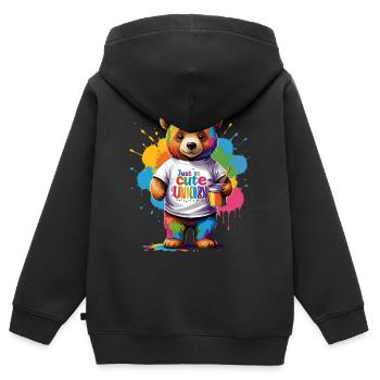 Just as cute as Unicorn Regenbogen Bär Spruch - Kinder Premium Organic Zip Hoodie - Schwarz - Hinten - AI Model Kid Male (0cm)